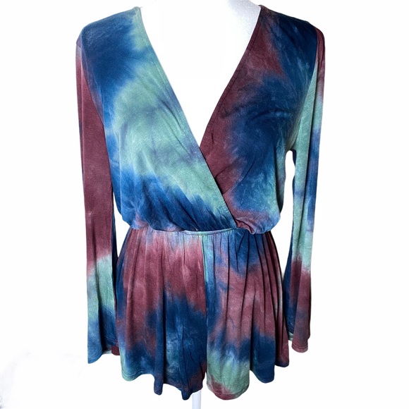 Audrey 3+1 Pants - Audrey 3+1 Tie Dye Wrap Front Romper Size Medium